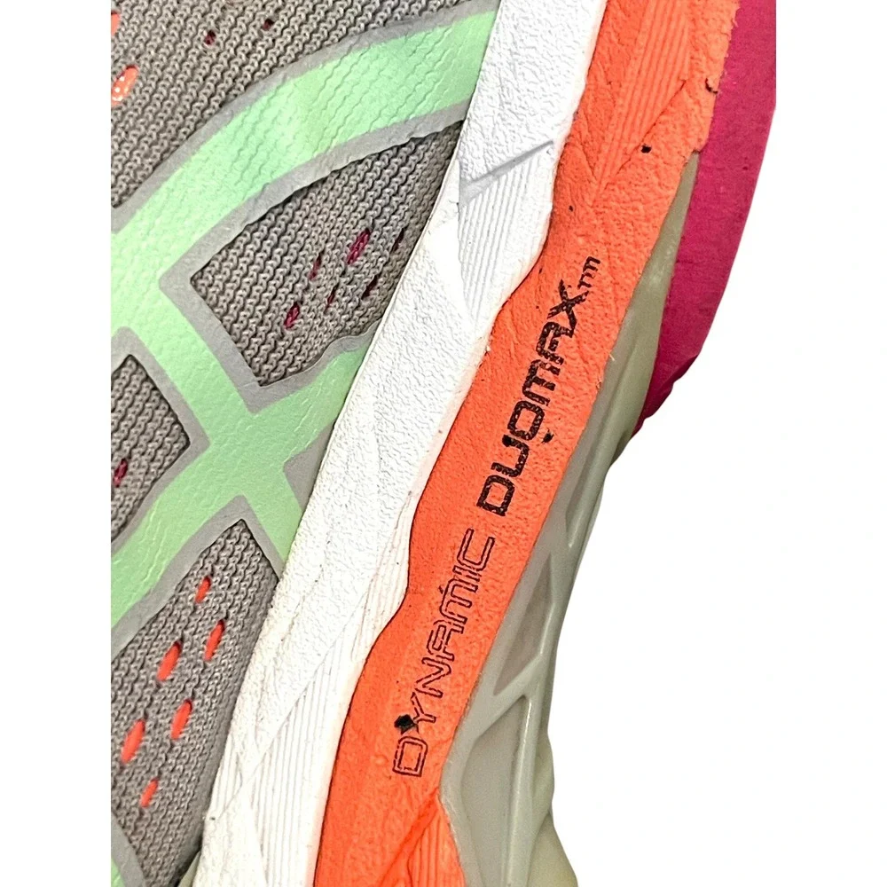 Asics Womens Grey Gel Kayano 22 Size 9 Running Shoes T597N Pink Orange Athletic